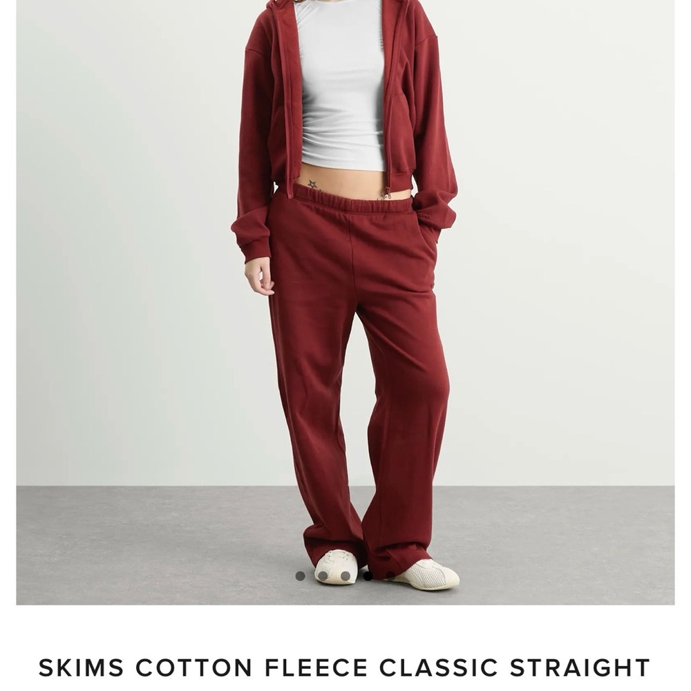SKIMS Cotton Fleece jogger set in Deep Burgundy